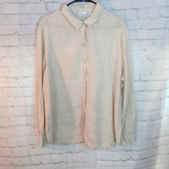 KIM Rodgers Womans Cream 100% Linen Buttoned Down Shirt XLP - Picture 4 of 8